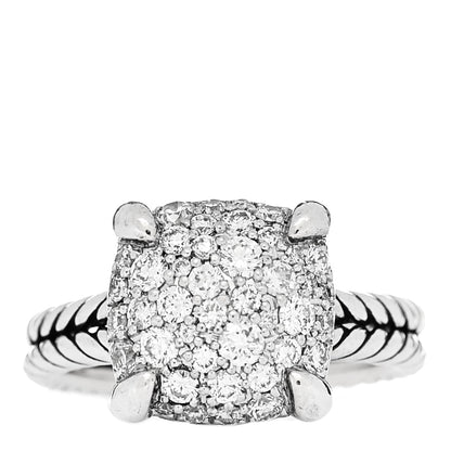 David Yurman Sterling Silver Diamond 11mm Chatelaine Pave Ring 49 5 1 of 5