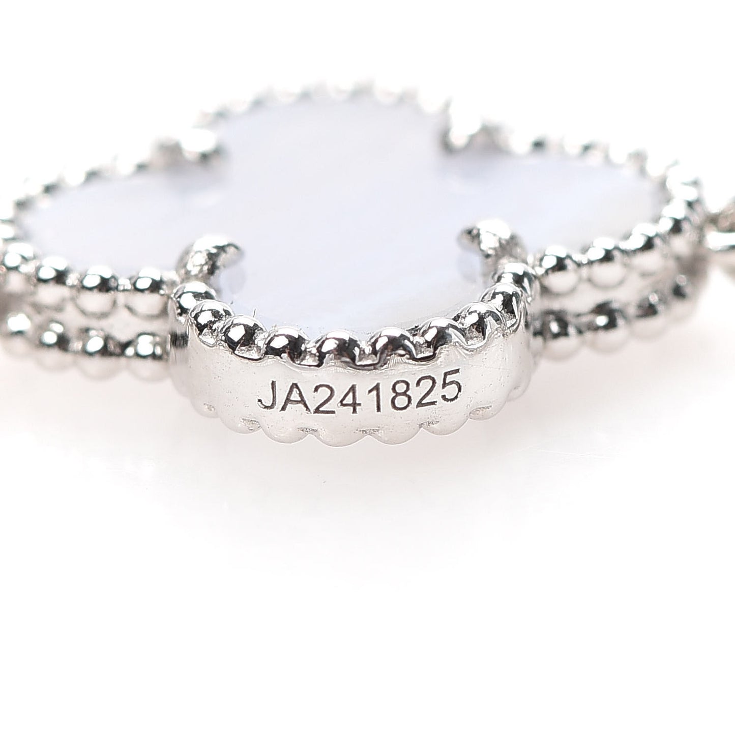 18K White Gold Chalcedony 5 Motifs Vintage Alhambra Bracelet