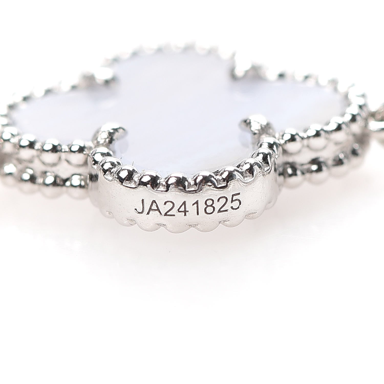 Van Cleef & Arpels 18K White Gold Chalcedony 5 Motifs Vintage Alhambra Bracelet 6 of 7