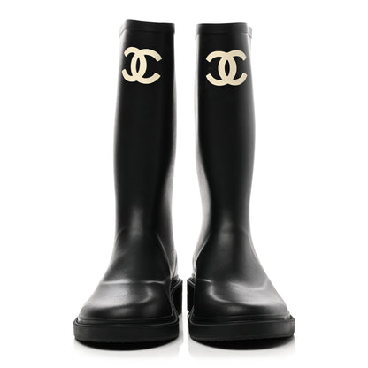 Chanel Caoutchouk CC High Boots 40 Black 2 of 9