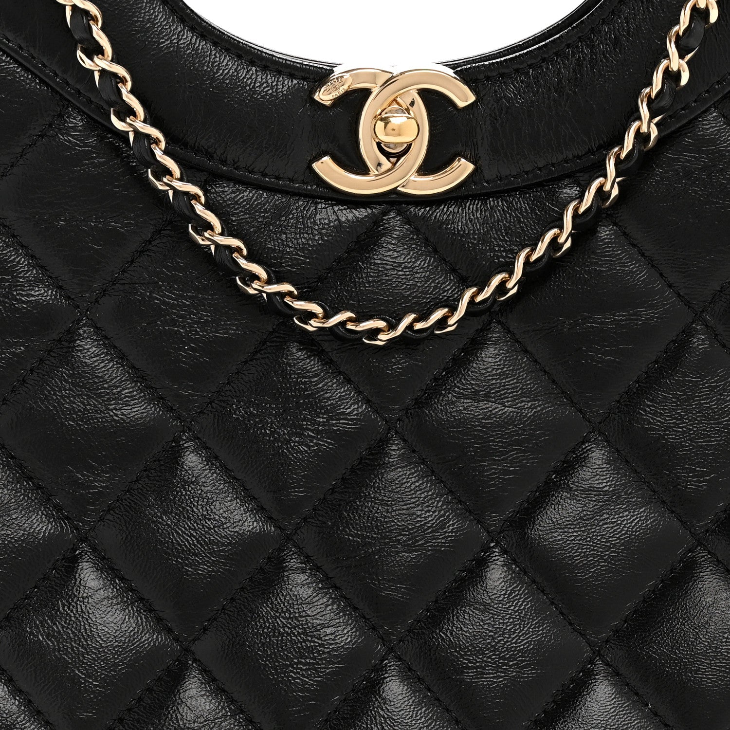 Chanel Shiny Crumpled Calfskin Quilted Small 31 Shopping Bag Black 8 of 14