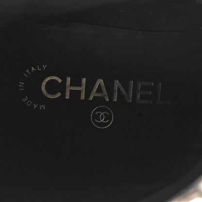 Chanel Shiny Goatskin Cap Toe Combat Boots 37.5 Black Dark Grey 8 of 8