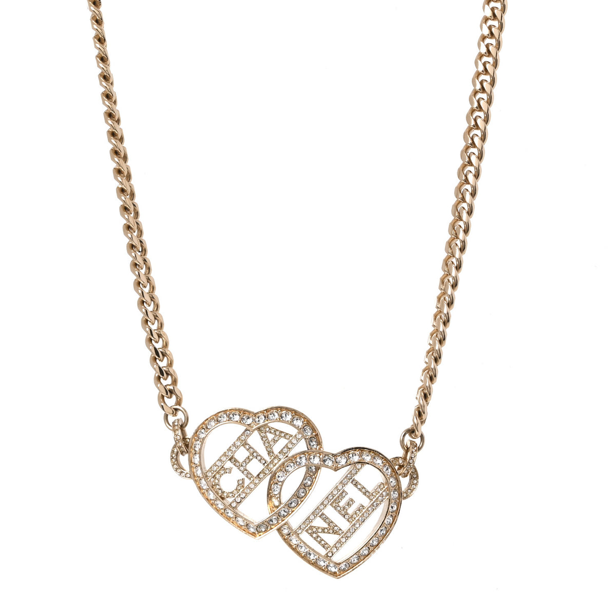 Crystal Logo Heart Choker Gold