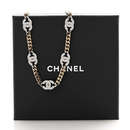 Chanel Crystal Chain CC Link Choker Gold Silver 6 of 6
