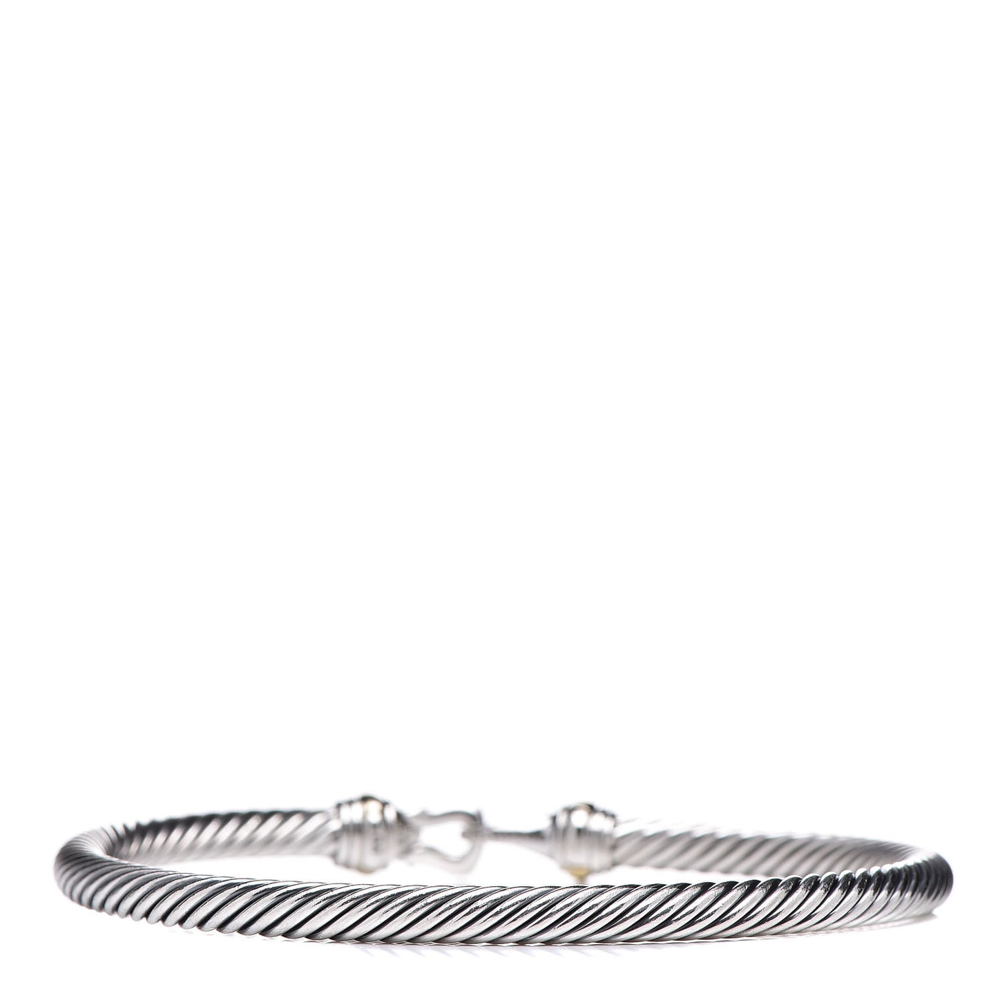 Sterling Silver 18K Yellow Gold 4mm Cable Buckle Bracelet
