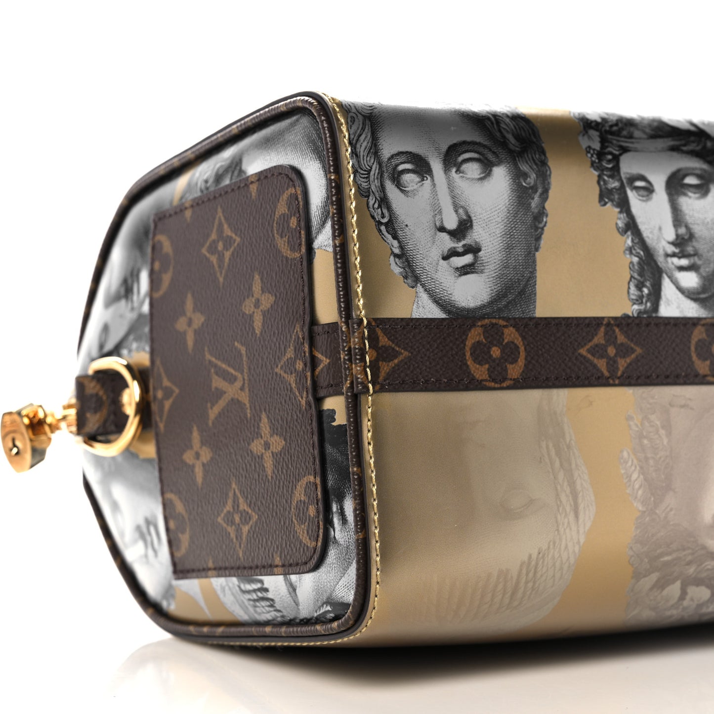 X FORNASETTI Calfskin Fornasetti Speedy Bandouliere 25 Gold
