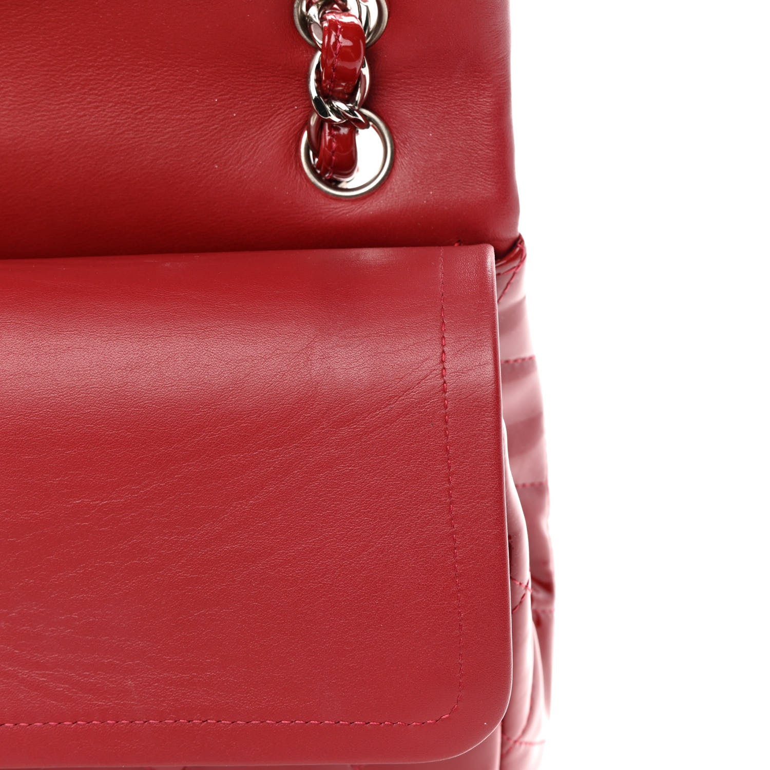 Chanel Patent Quilted Jumbo Double Flap Red 14 of 17
