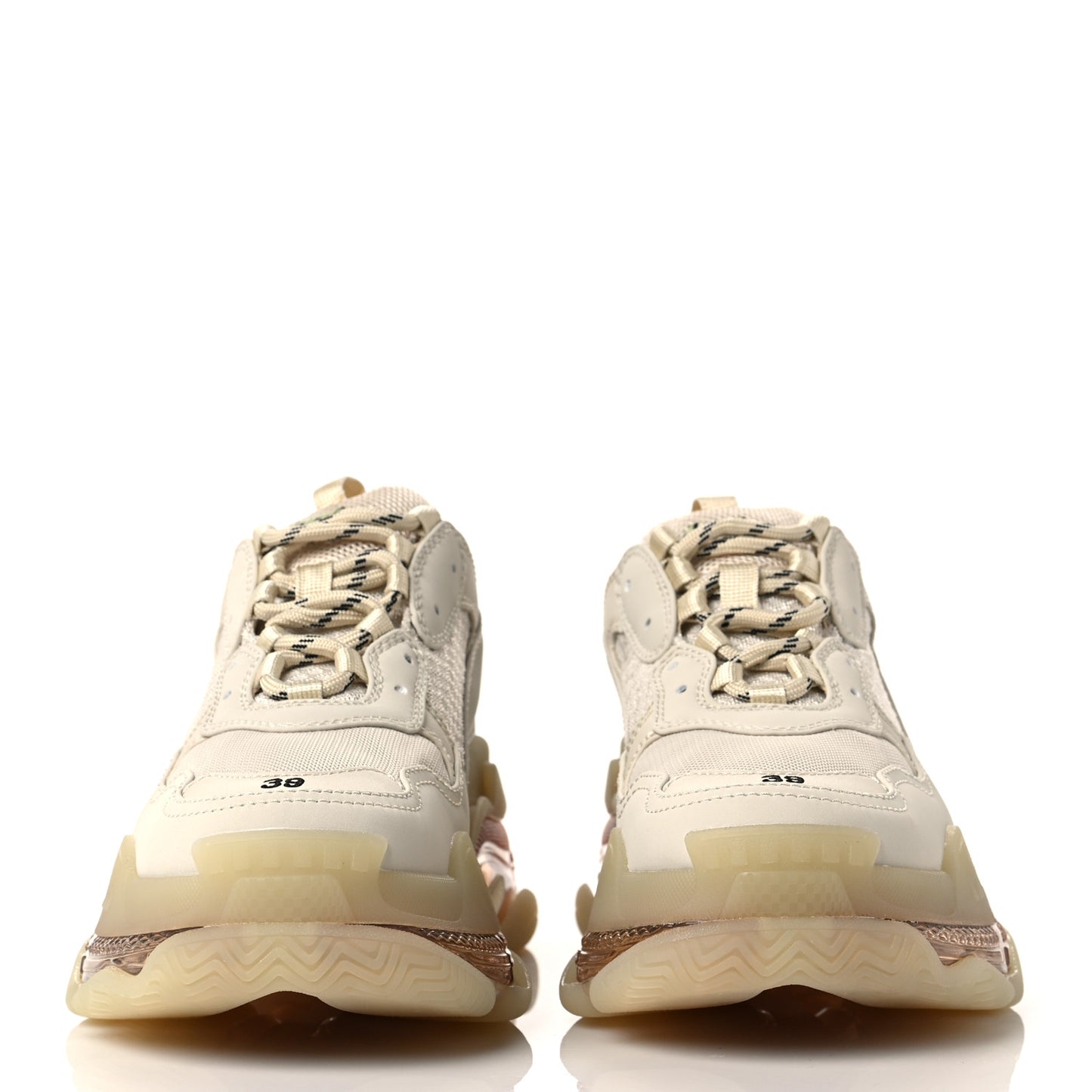 Fabric Mesh Clear Sole Womens Triple S Sneakers 39 Beige