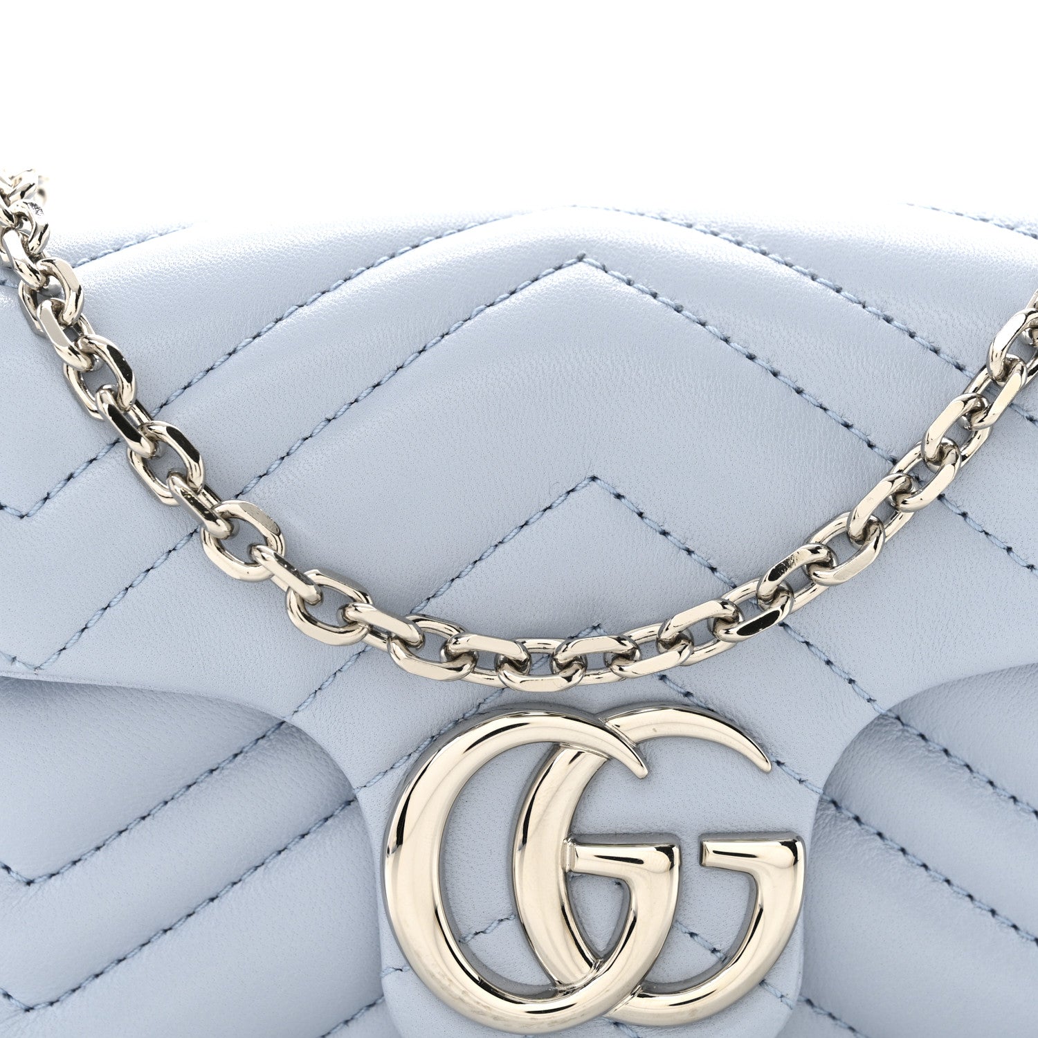 Gucci Lambskin Matelasse Mini GG Marmont Shoulder Bag Porcelain Light Blue 8 of 10
