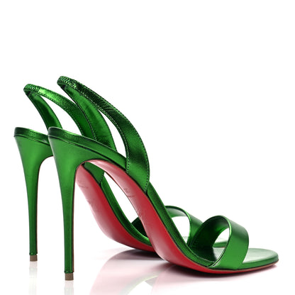 Christian Louboutin Metallic Calfskin O Marylin 100 Slingback Sandal Heels 39 Spinach 4 of 8