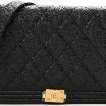 Chanel Caviar Quilted Boy Wallet On Chain WOC Black 9 of 12