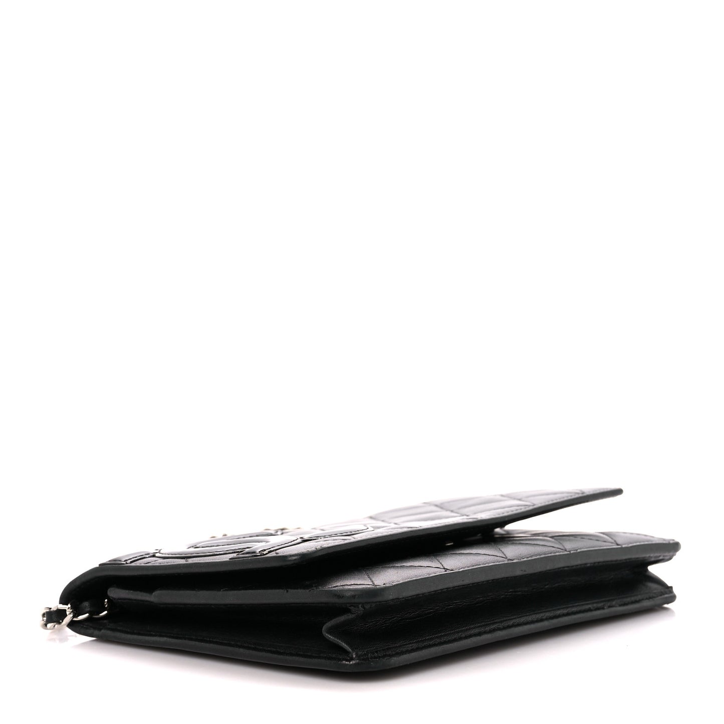 Calfskin Quilted Cambon Wallet on Chain WOC Black