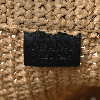 Prada Yarn Raffia Effect Crochet Embroidered Logo Tote Naturale 6 of 10