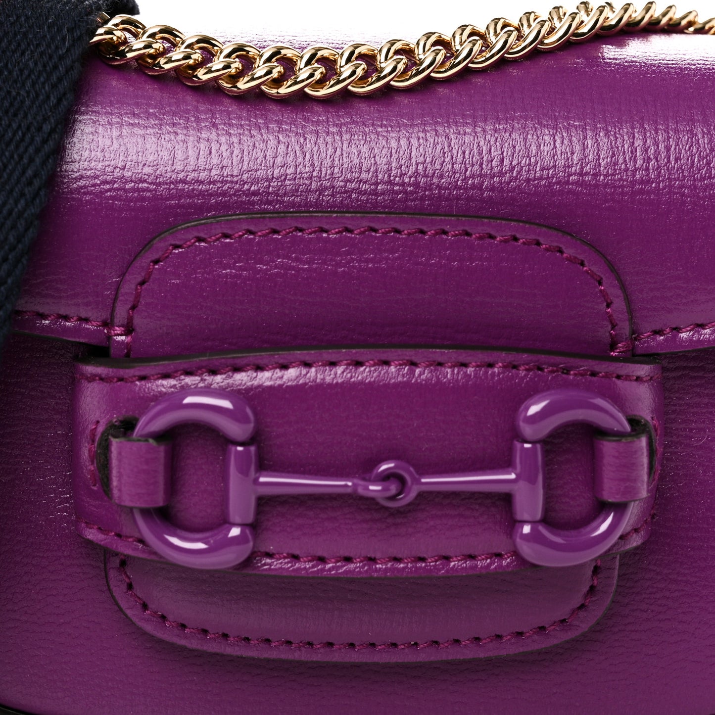 Azalea Calfskin Web Monochrome Horsebit 1955 Wallet On Strap Purple