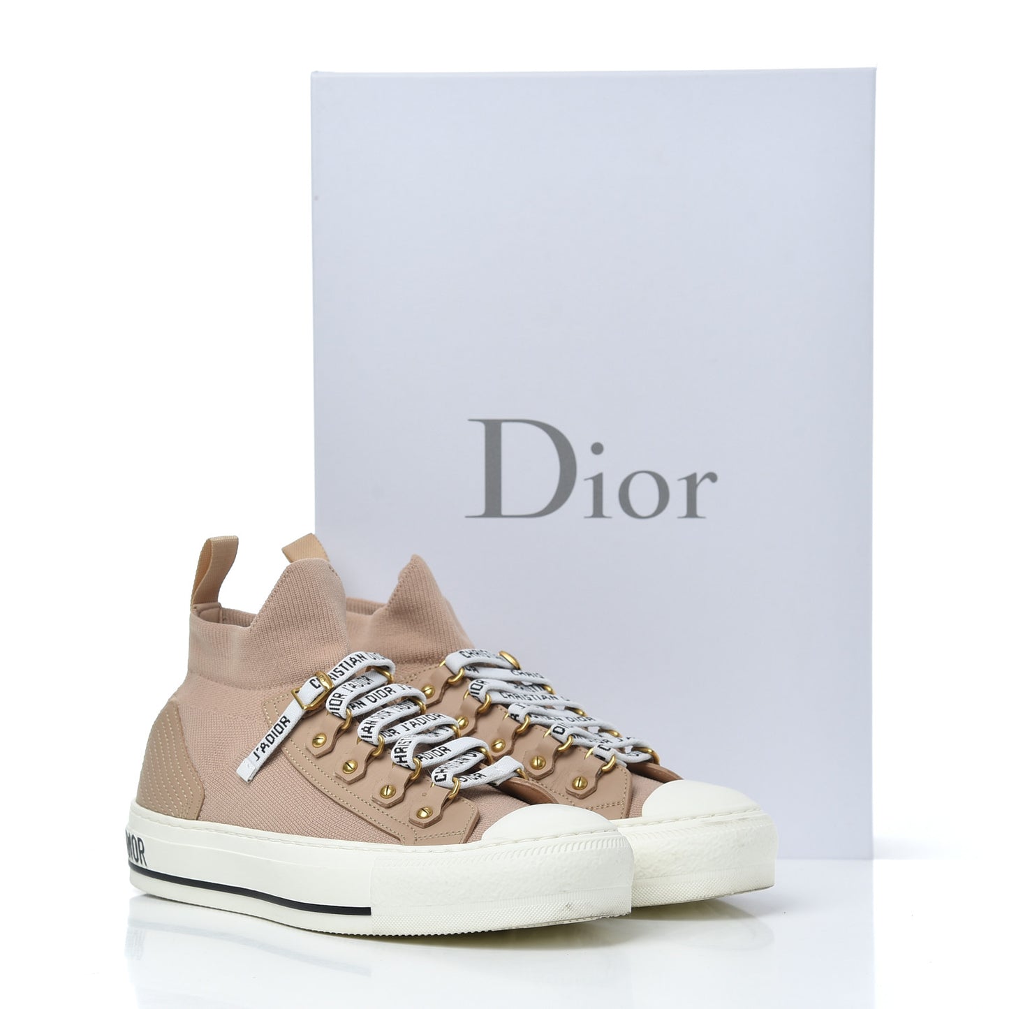 Technical Knit Womens Walk'n Dior High Top Sneakers 35.5 Nude