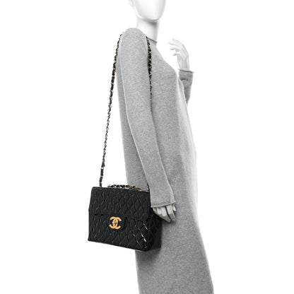 Chanel Patent Quilted XL Jumbo Single Flap Black 2 of 14