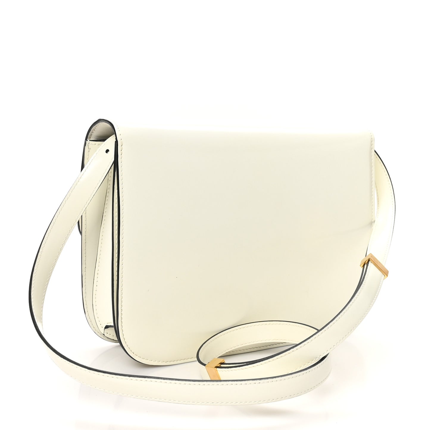 Spazzolato Calfskin Medium Classic Box Bag White