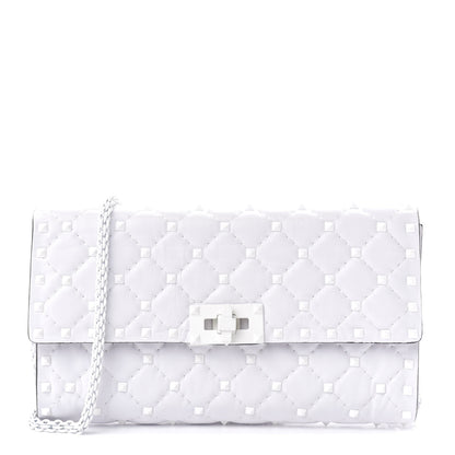 Valentino Garavani Lambskin Free Rockstud Spike Wallet on Chain Optic White 1 of 11