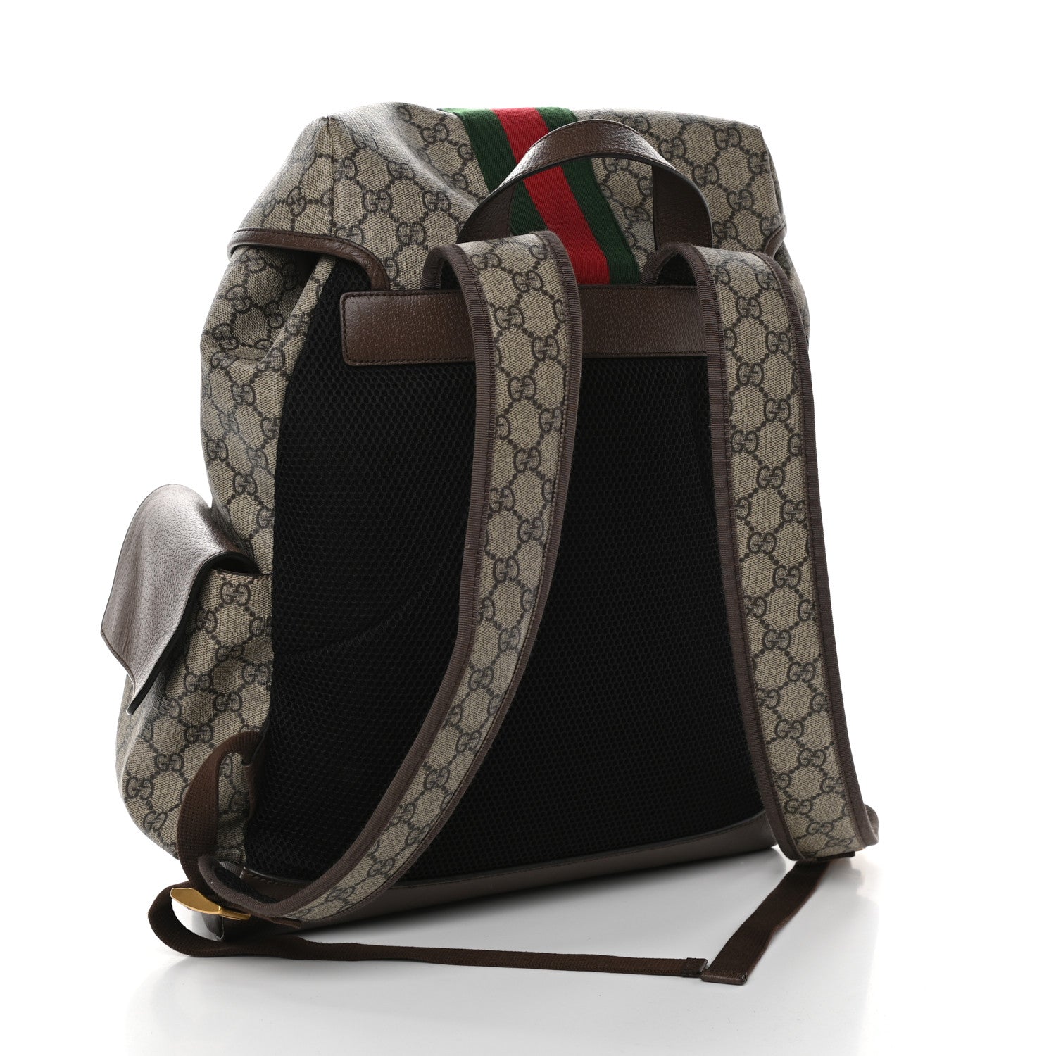 Gucci GG Supreme Monogram Medium Ophidia Double Buckle Backpack Brown 3 of 9