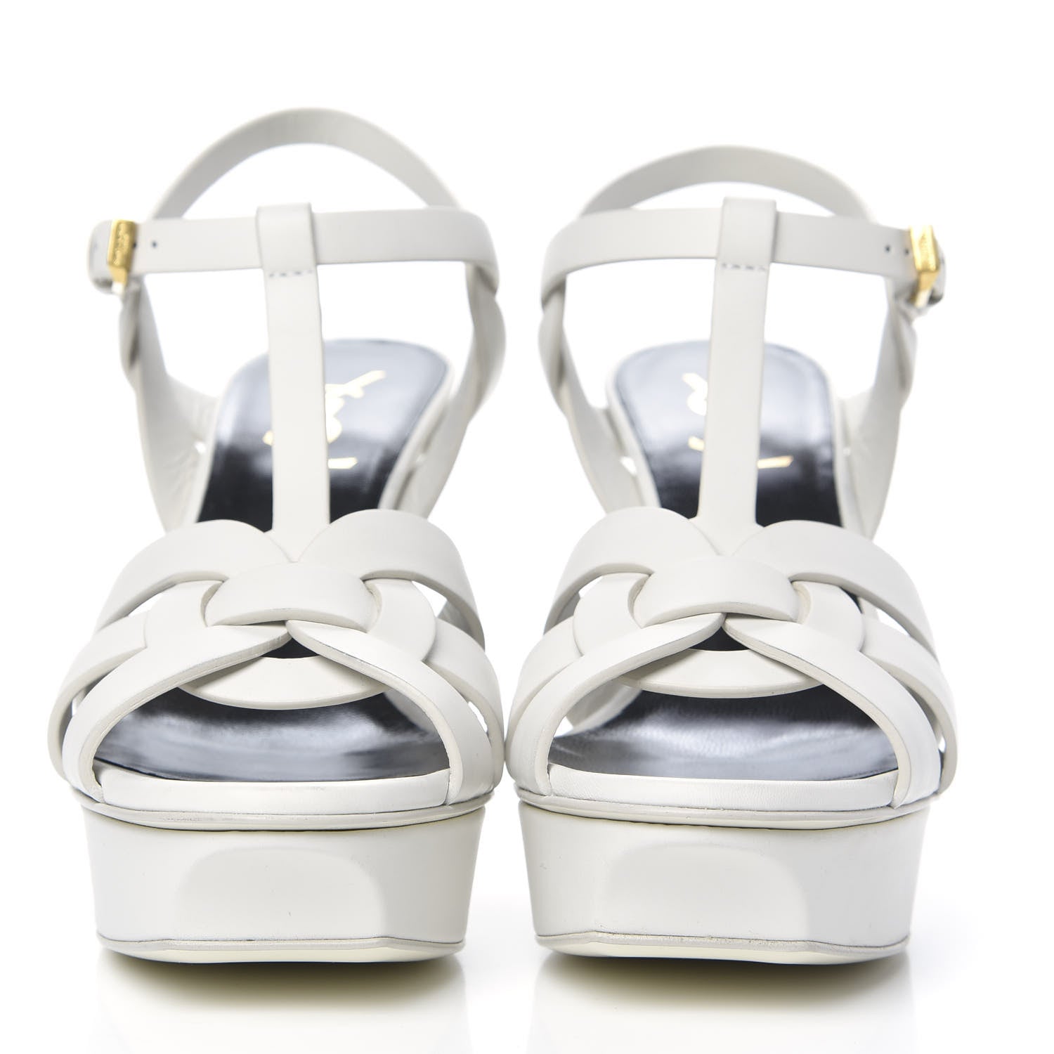 Saint Laurent Calfskin Tribute 75 Platform Sandals 38 White 2 of 8