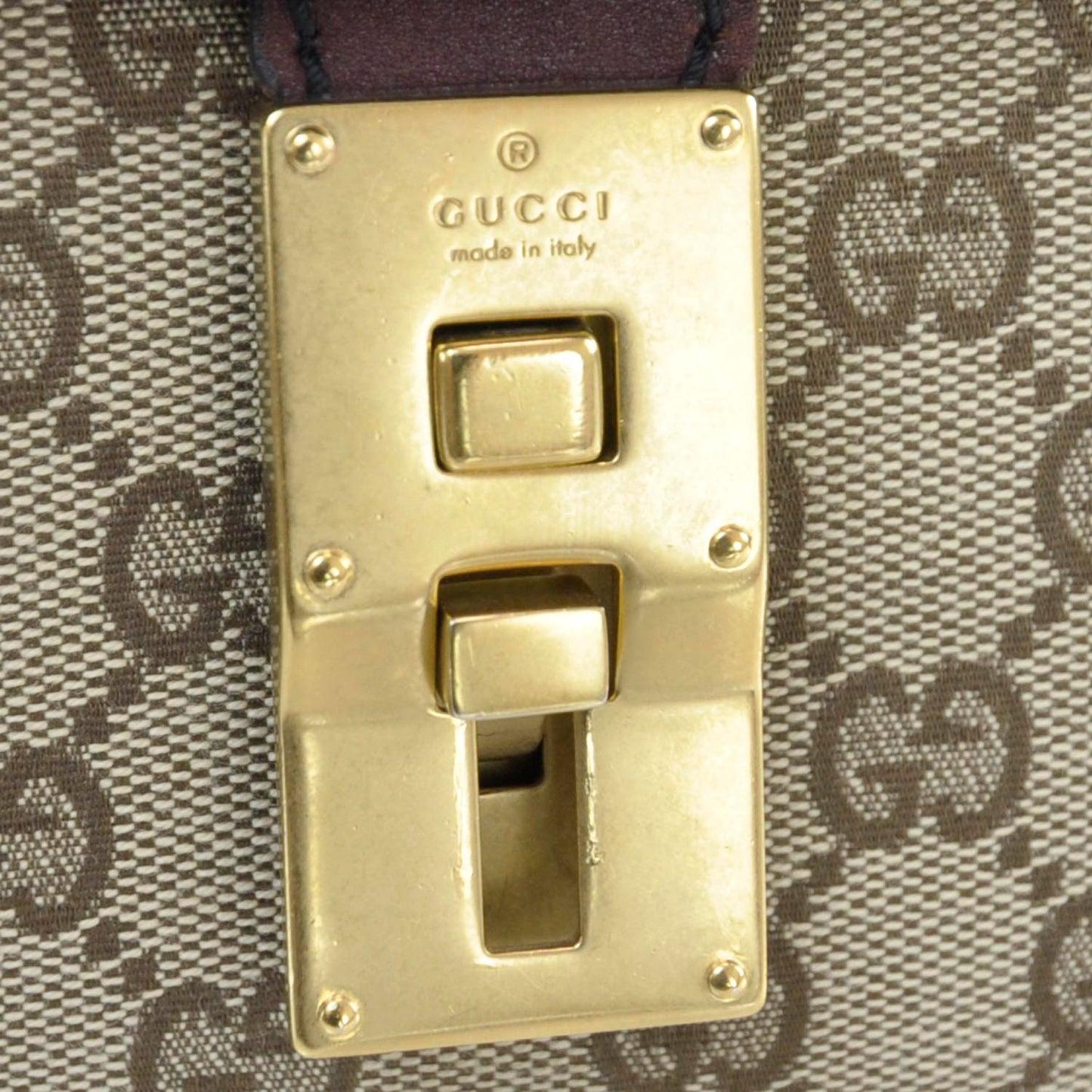 Monogram Studded Bamboo Bullet Satchel Brown