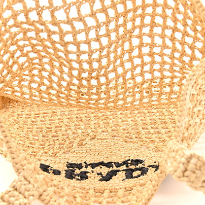 Prada Yarn Raffia Effect Crochet Logo Embroidered Tote Bag Naturale 5 of 10