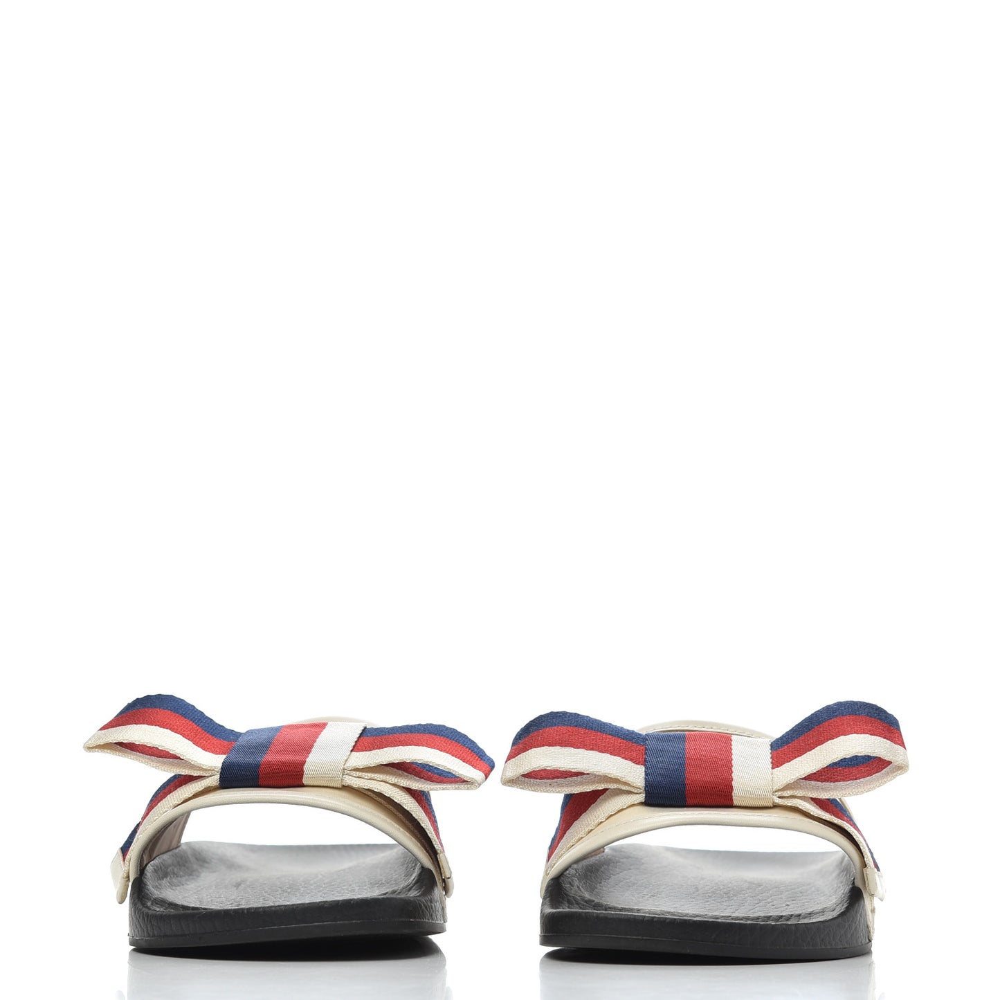 Satin Web Sylvie Bow Slide Sandals 37 White