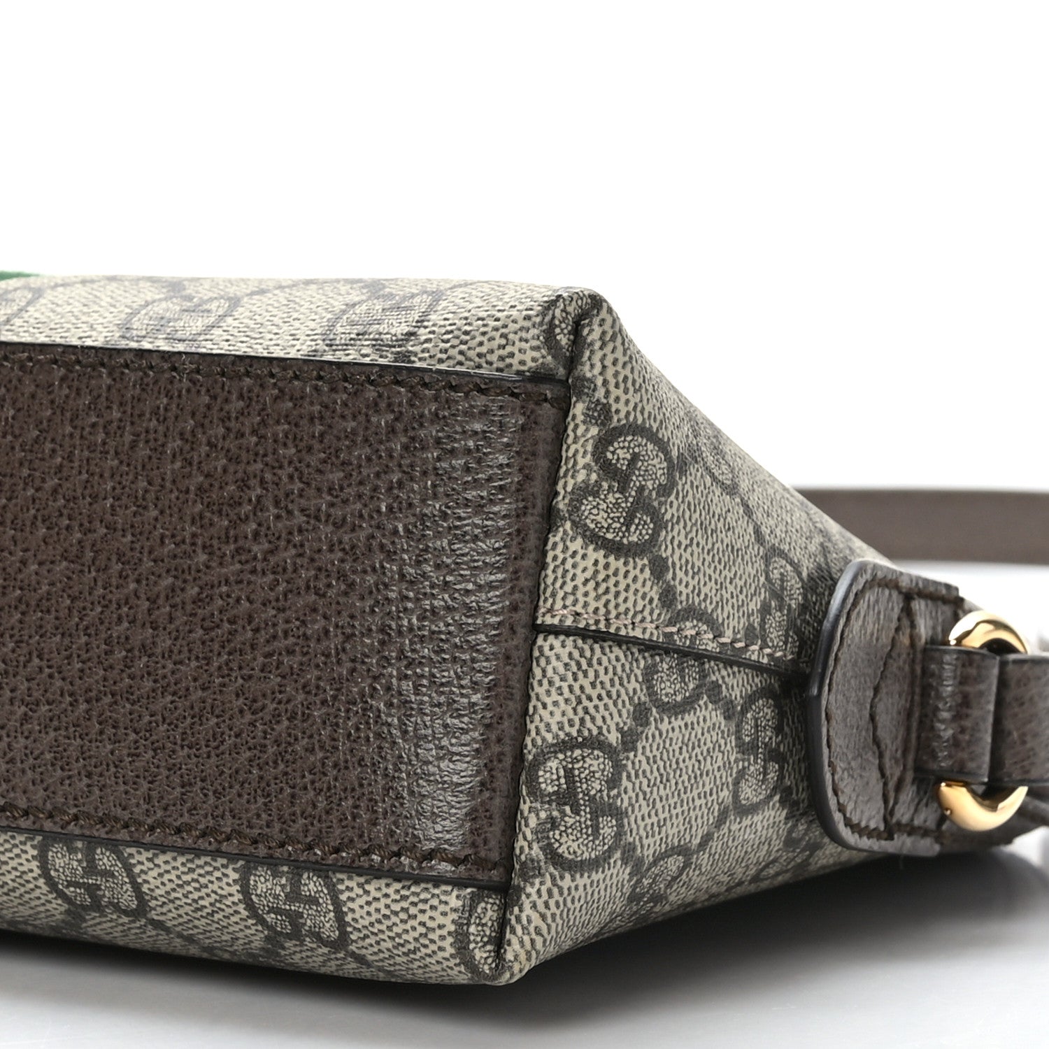 Gucci GG Supreme Monogram Textured Dollar Calfskin Web Small Ophidia Dome Shoulder Bag Beige Ebony New Acero 9 of 9