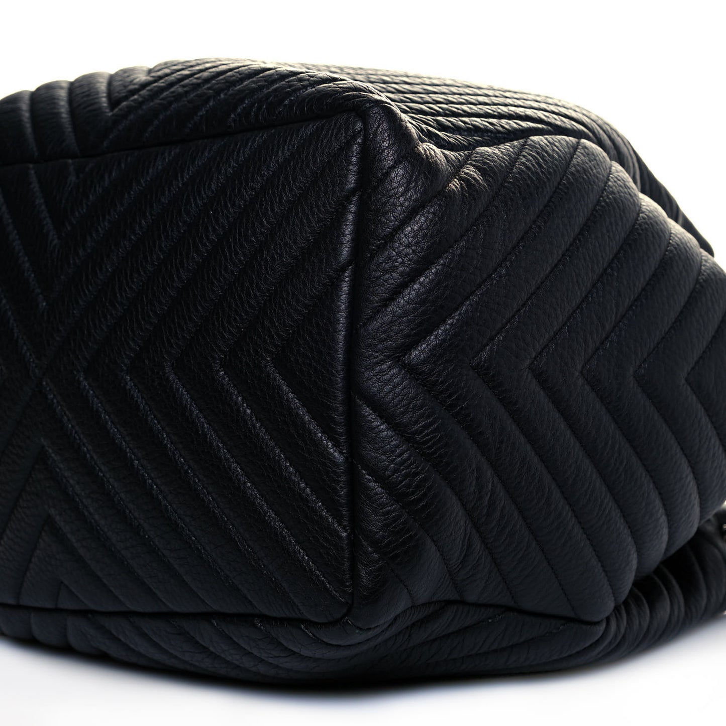 Deerskin Chevron Large CC Chain Bucket Drawstring Bag Black