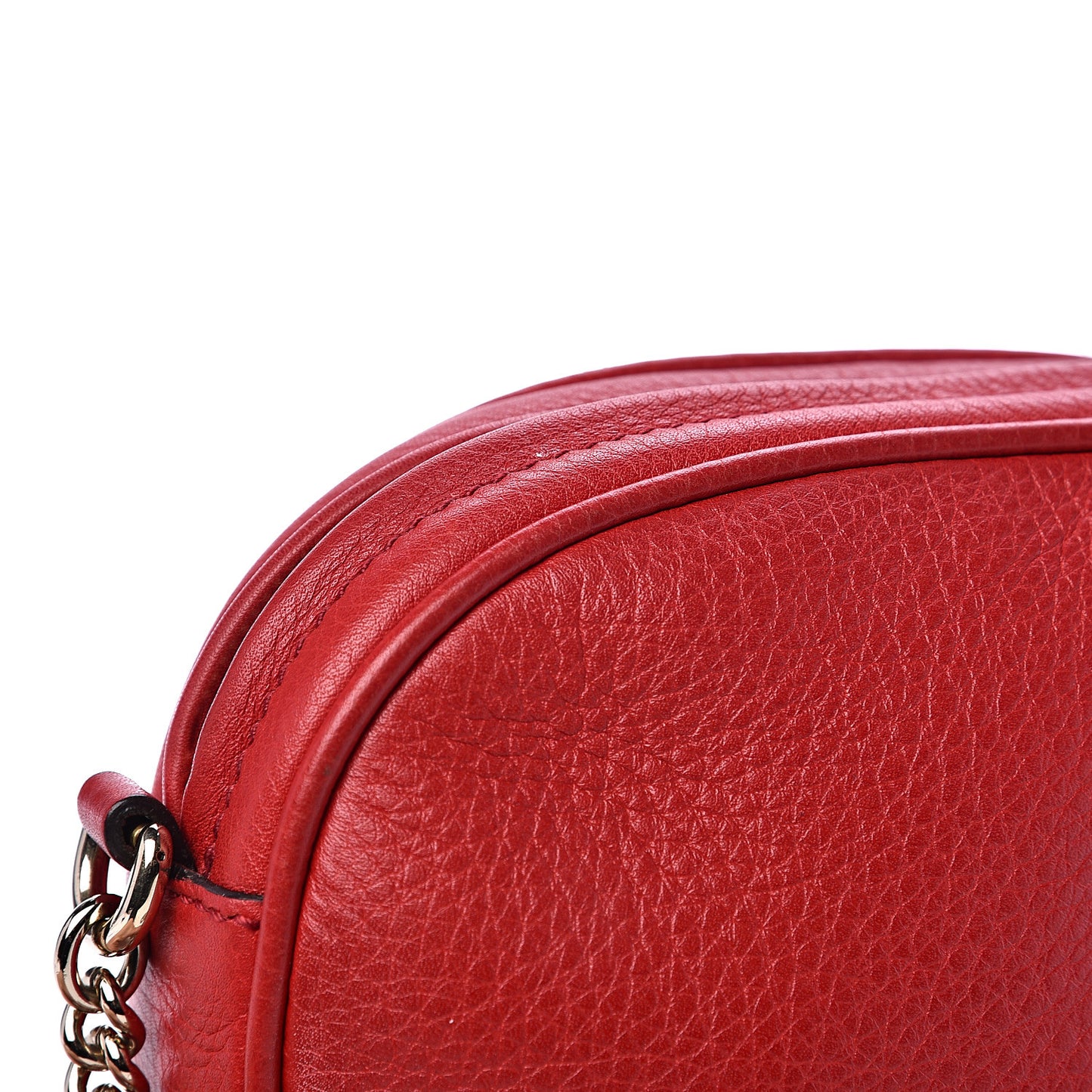 Pebbled Calfskin Mini Soho Chain Bag Tabasco Red