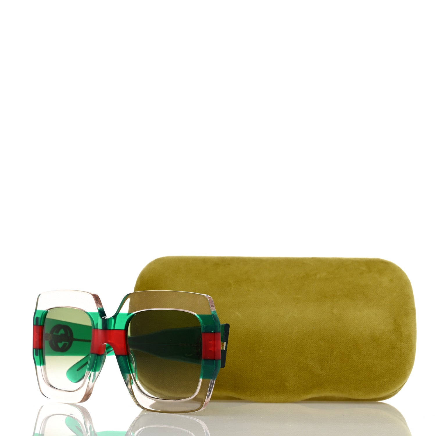 Gucci Square Web Frame GG0178S Sunglasses Green Red 8 of 8