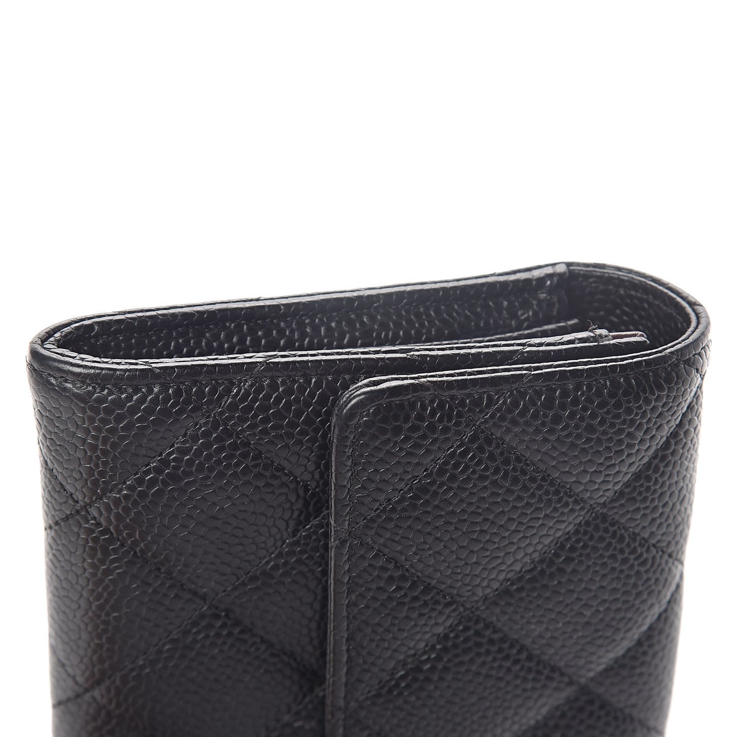 Caviar Quilted Large Gusset Flap Wallet Black