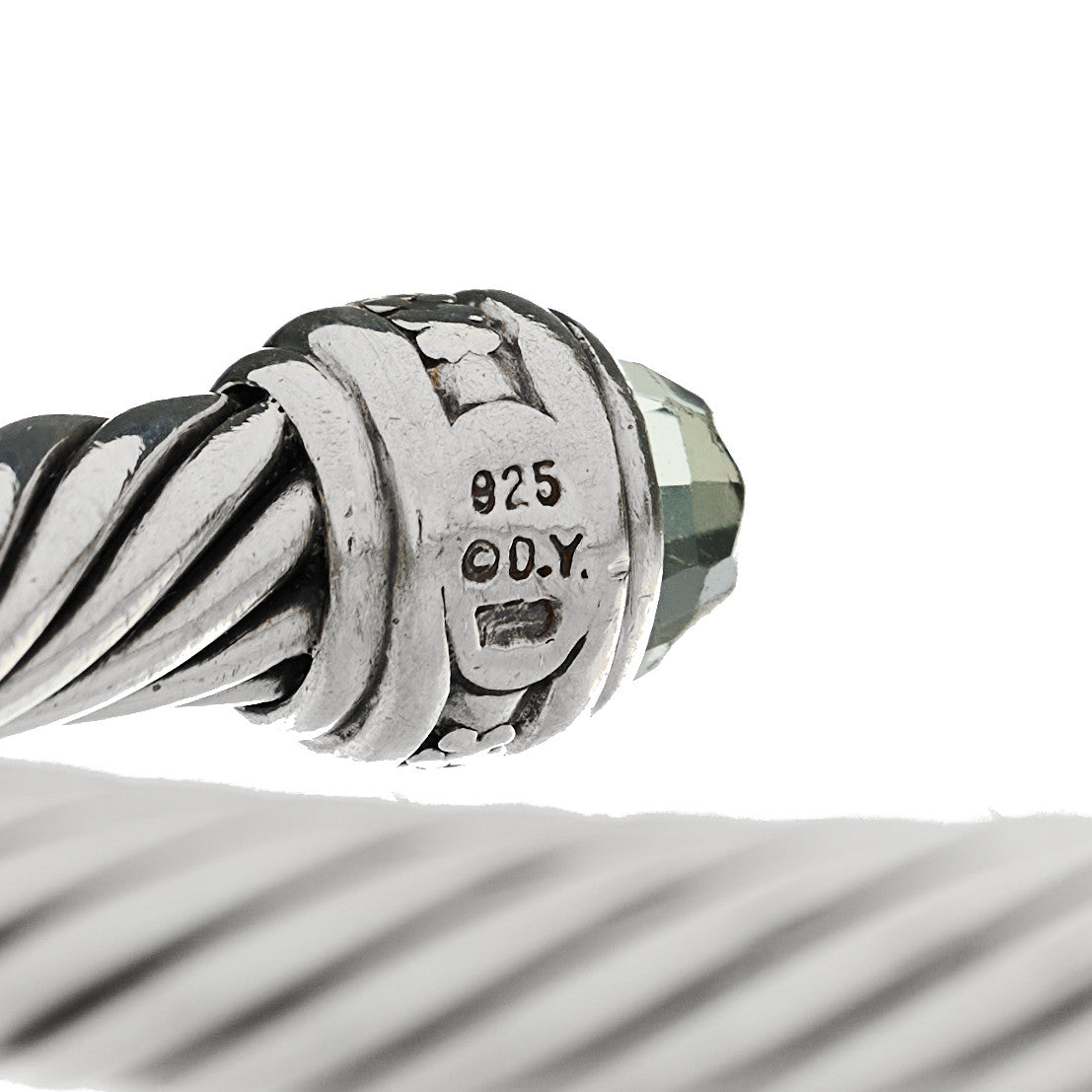 Sterling Silver Diamond Prasiolite 7mm Cable Classics Bracelet