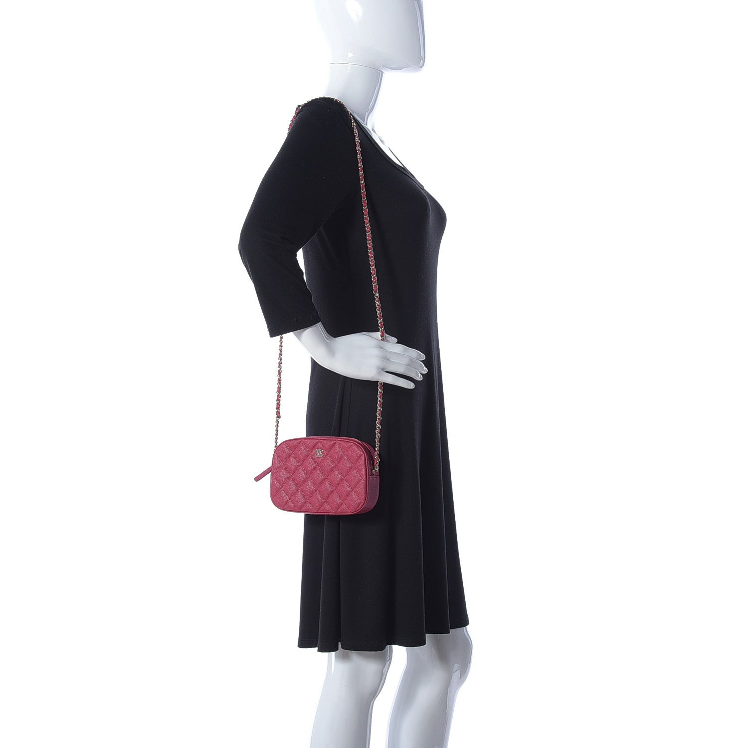 Chanel Caviar Quilted Camera Case Dark Pink 2 of 12