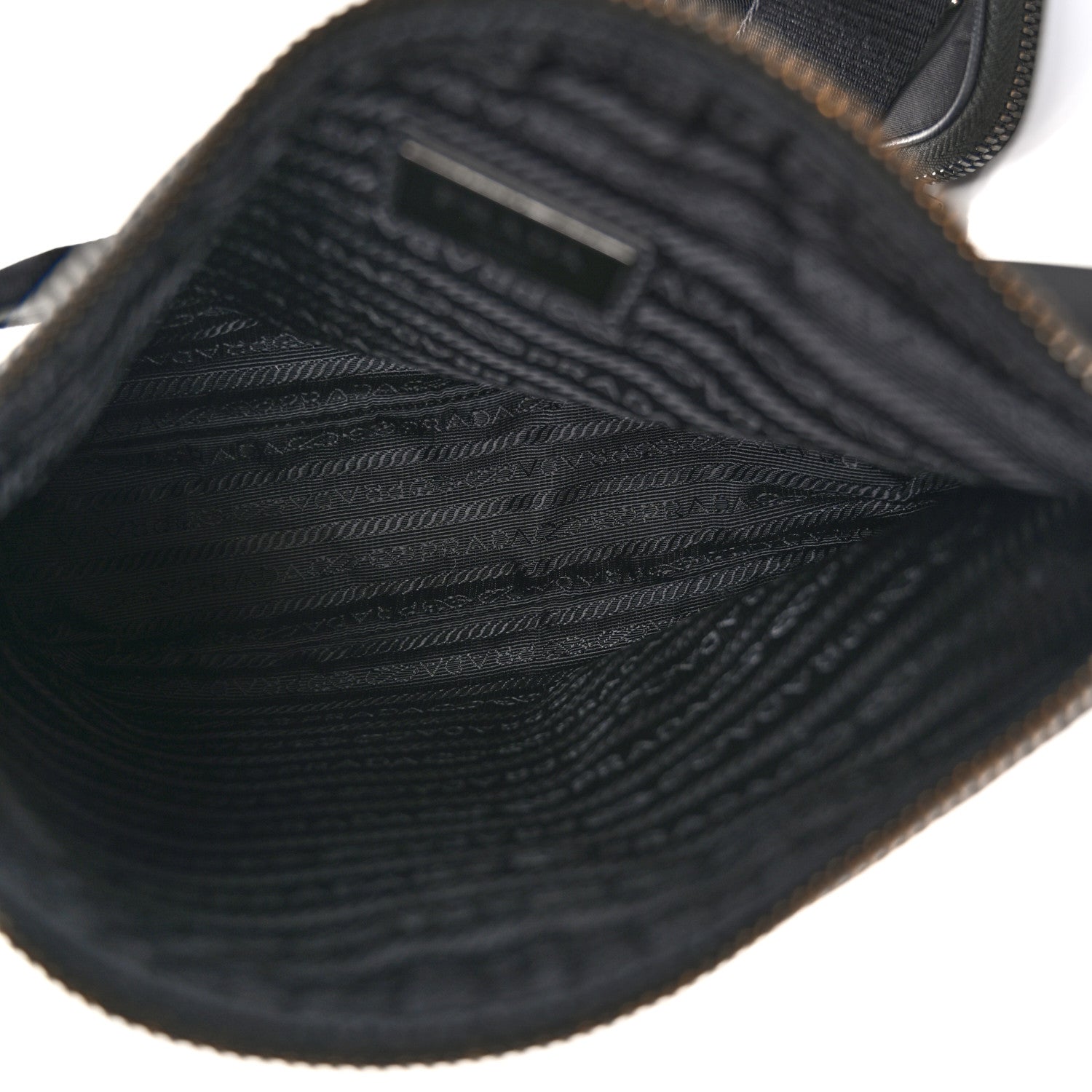 Prada Tessuto Nylon Saffiano Pocket Zippered Shoulder Bag Black 5 of 11