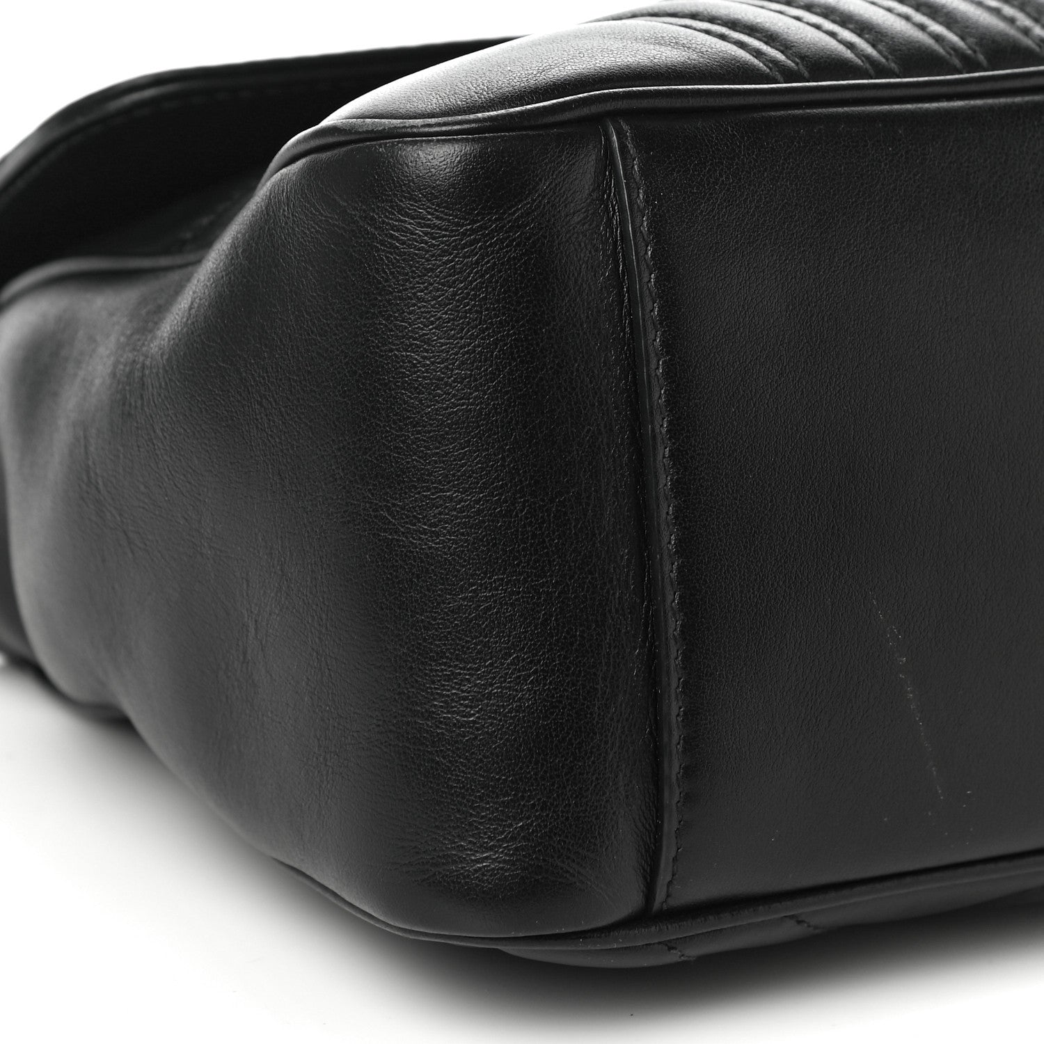 Gucci Calfskin Matelasse Small GG Marmont Top Handle Shoulder Bag Black 10 of 13