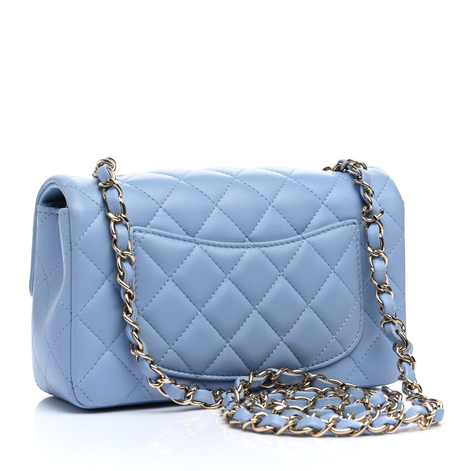 Chanel Lambskin Quilted Mini Rectangular Flap Light Blue 2 of 10