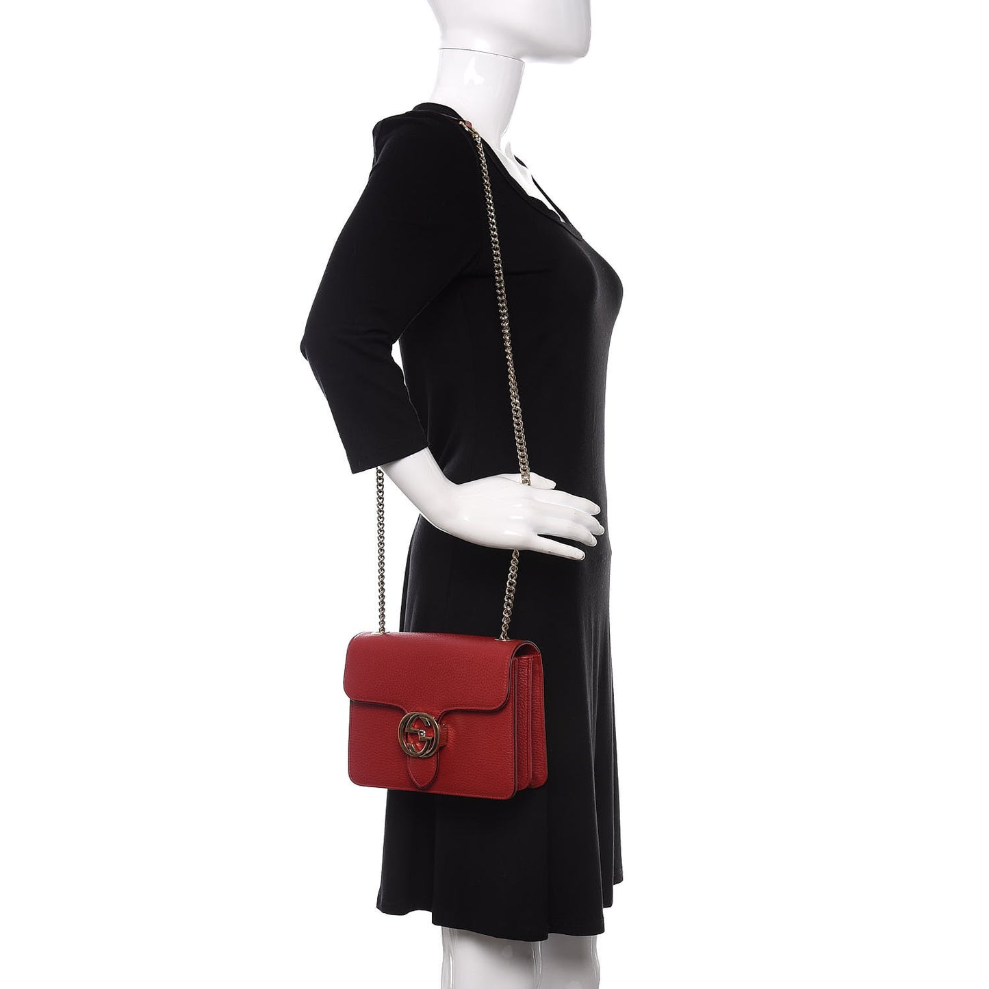 Dollar Calfskin Small Interlocking G Shoulder Bag Red
