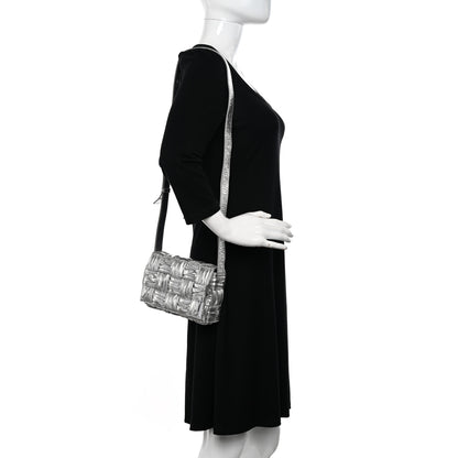 Bottega Veneta Metallic Calfskin Intreccio Plisse Small Cassette Crossbody Bag Silver 2 of 9