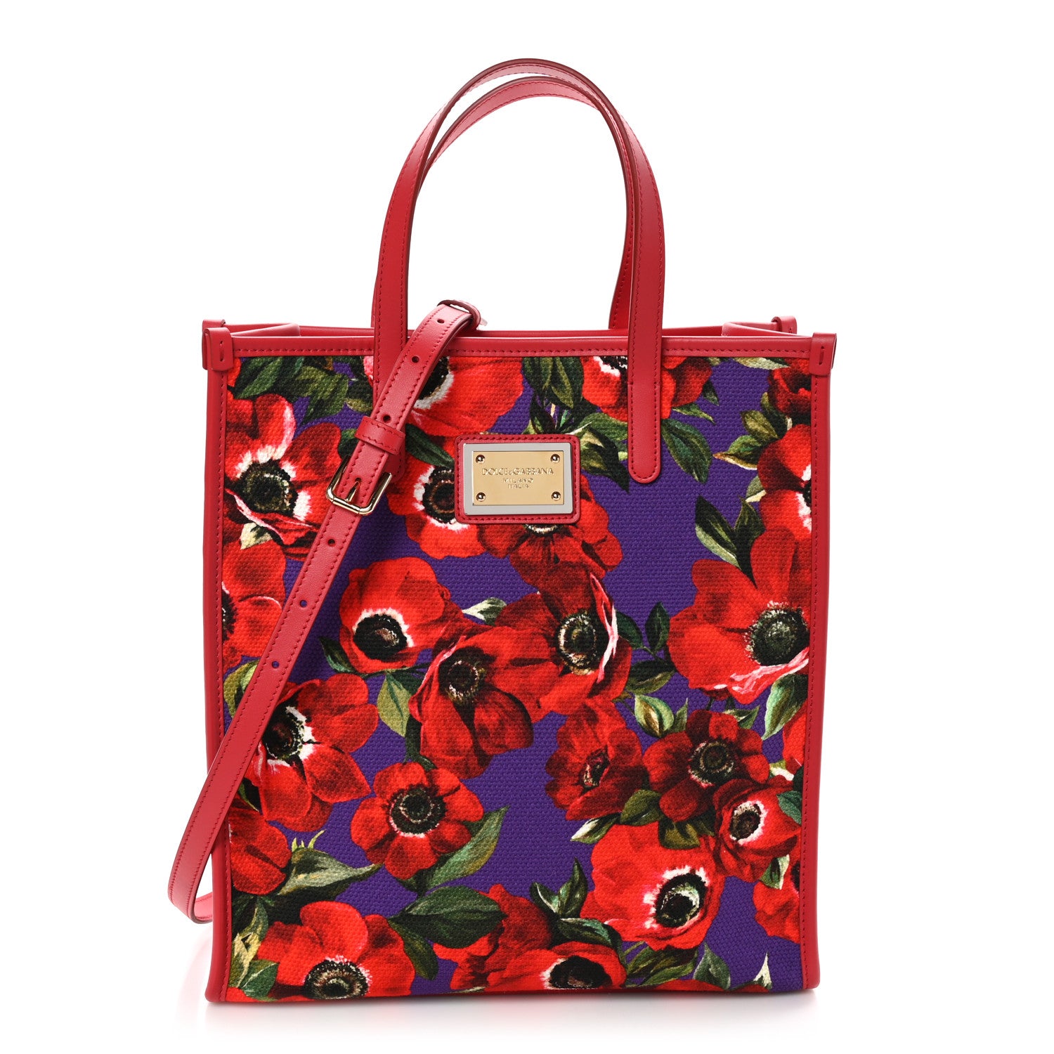 Dolce & Gabbana Canvas Flower Power Shopper Tote Black Multicolor 1 of 9