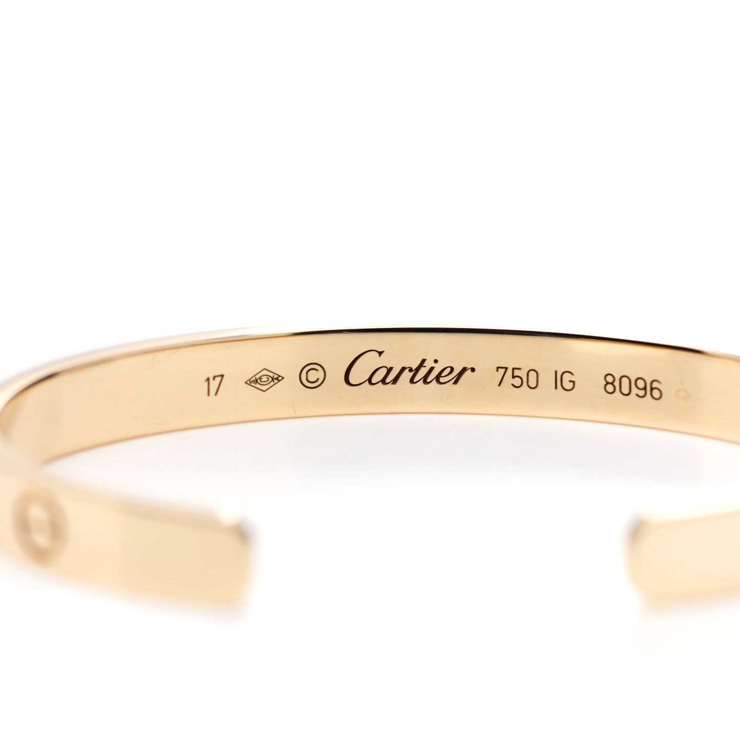 18K Yellow Gold LOVE Cuff Bracelet 17