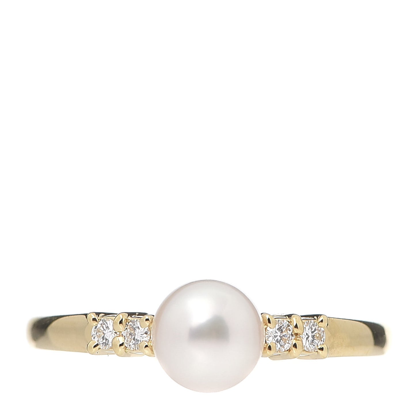 18K Yellow Gold Diamond Akoya Pearl 6mm Ring 50 5.5