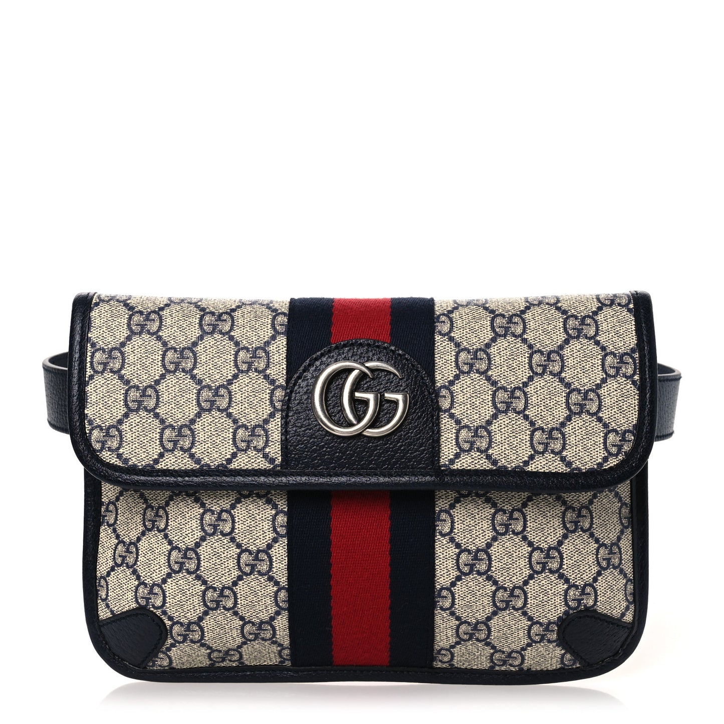 GG Supreme Monogram Web Small Ophidia Belt Bag 90 36 Beige Navy