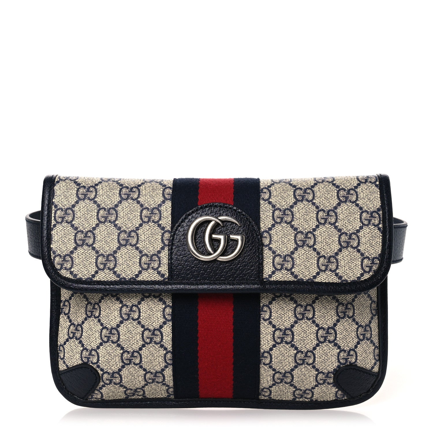 Gucci GG Supreme Monogram Web Small Ophidia Belt Bag 90 36 Beige Navy 1 of 10