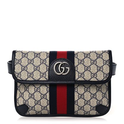 Gucci GG Supreme Monogram Web Small Ophidia Belt Bag 90 36 Beige Navy 1 of 10