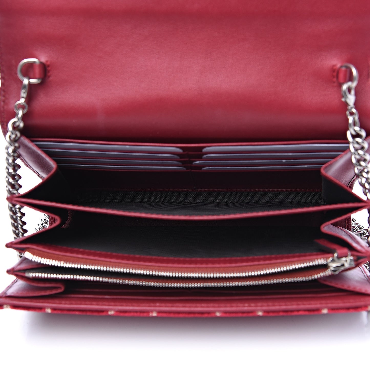 Velvet GG Monogram Mini Dionysus Chain Wallet Red Cipria