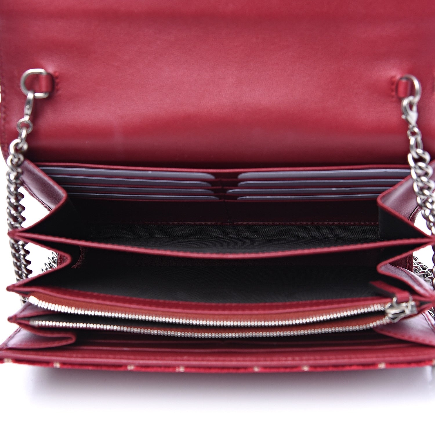 Gucci Velvet GG Monogram Mini Dionysus Chain Wallet Red Cipria 4 of 11