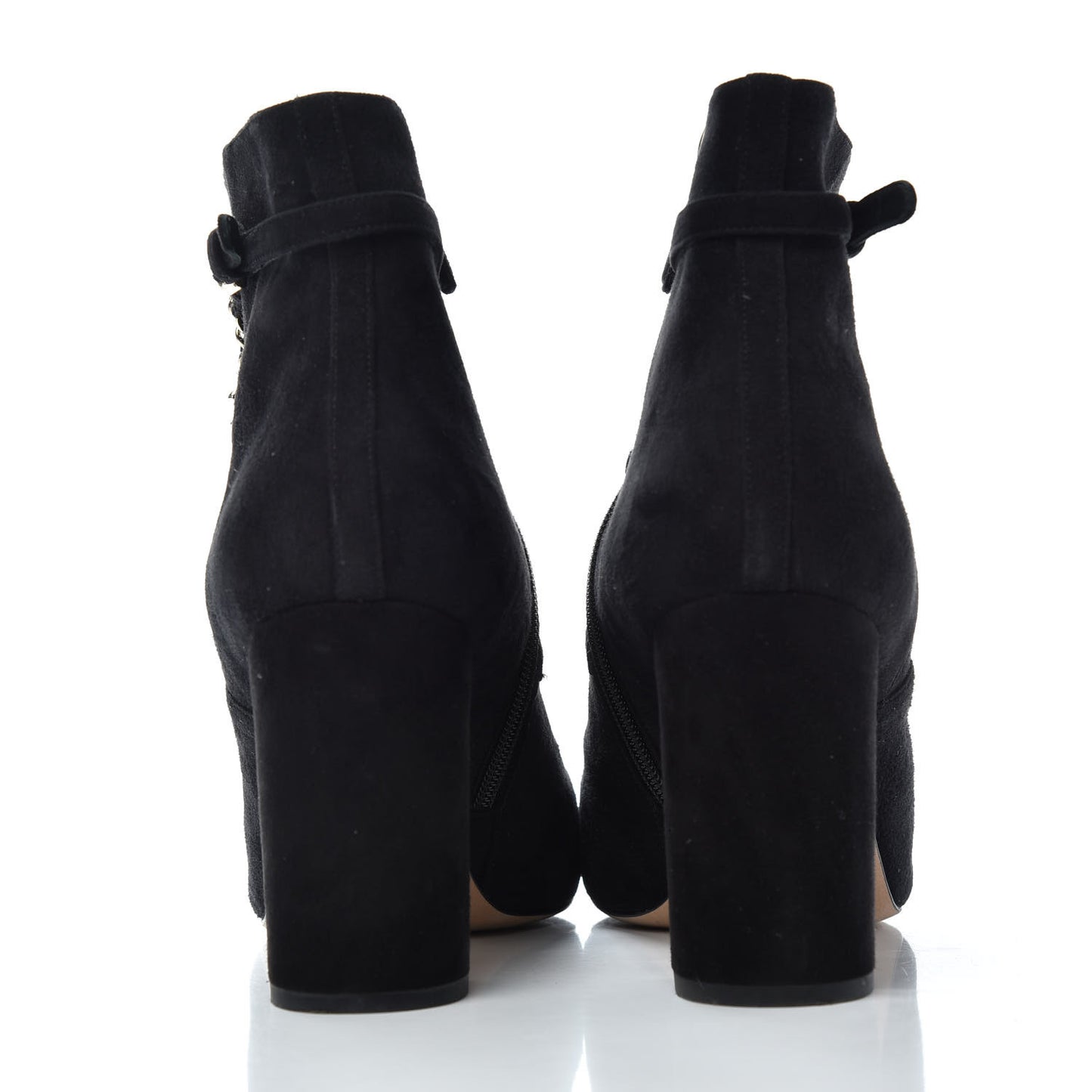 Suede Chain CC Short Boots 41 Black