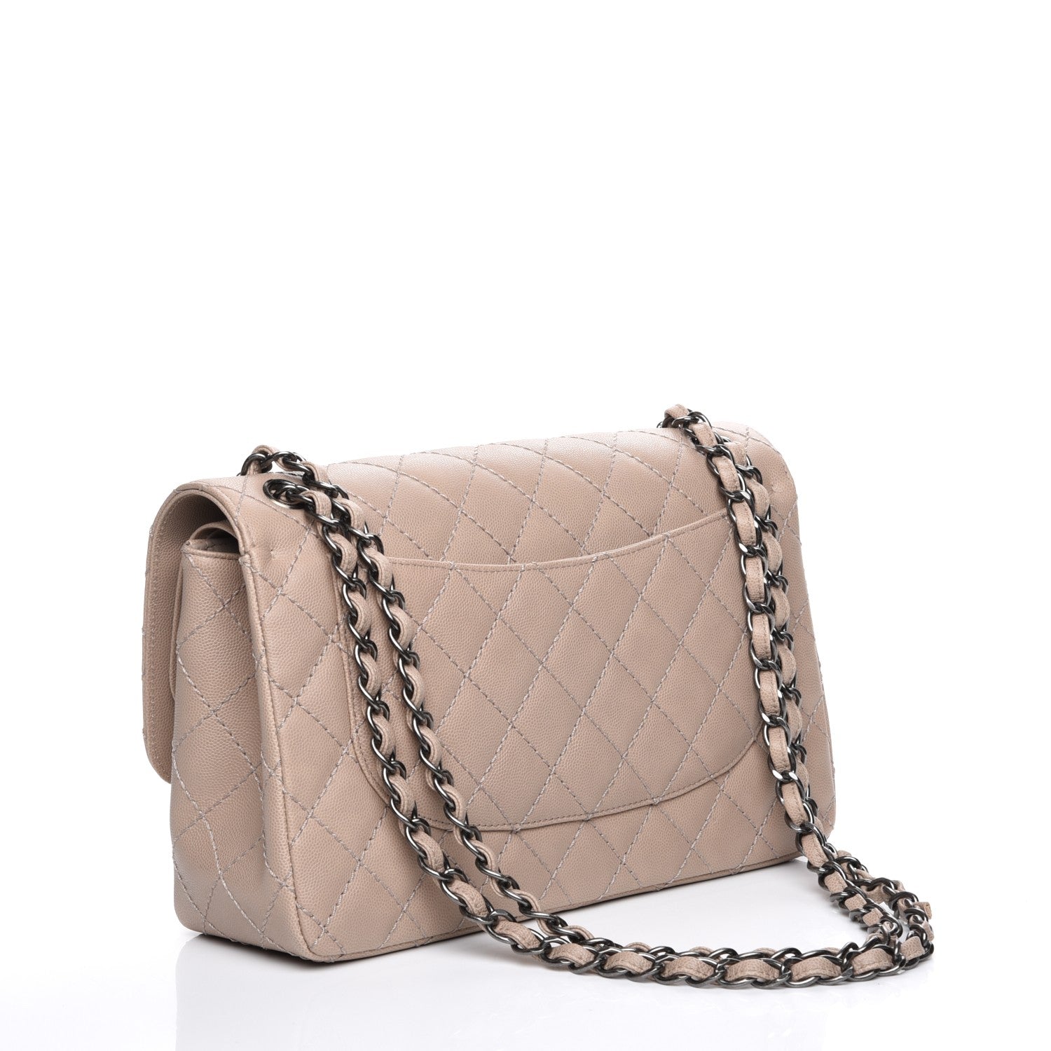 Chanel Caviar Quilted Jumbo Double Flap Dark Beige 3 of 8