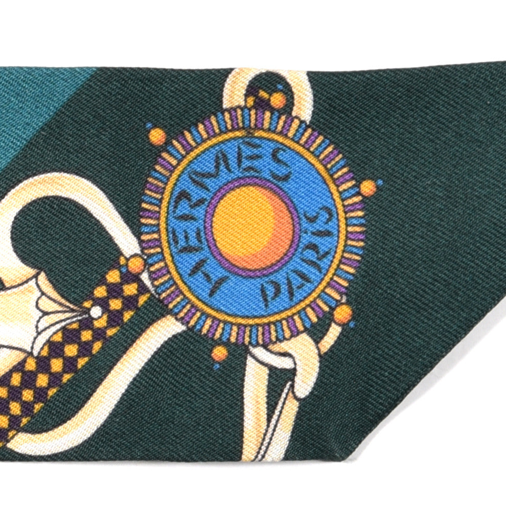 Hermes Silk Festival des Amazones Twilly Vert Bleu Soleil 4 of 4
